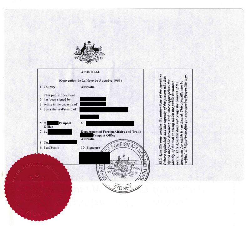 Apostille Stamp Australia